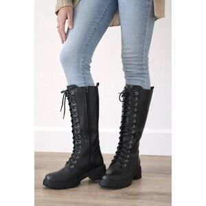 Rue21 Christine Black Lace Up Combat Boots Women's Size 6 Lug Sole
